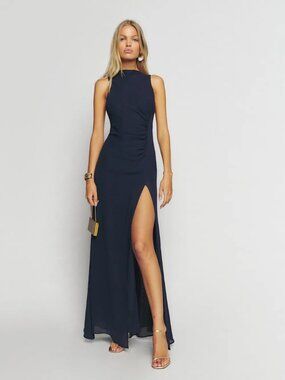 REFORMATION Navy Blue Senna Dress - Size 12